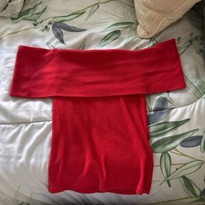 Hollister Off-Shoulder Sweater in Vibrant Red